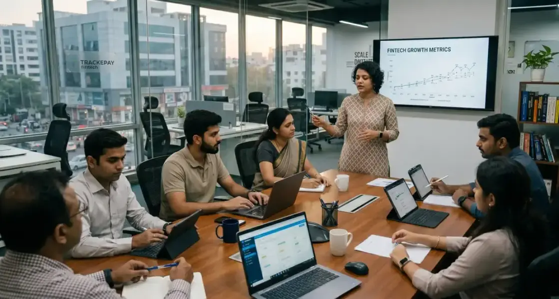 Trackepay team in a meeting room